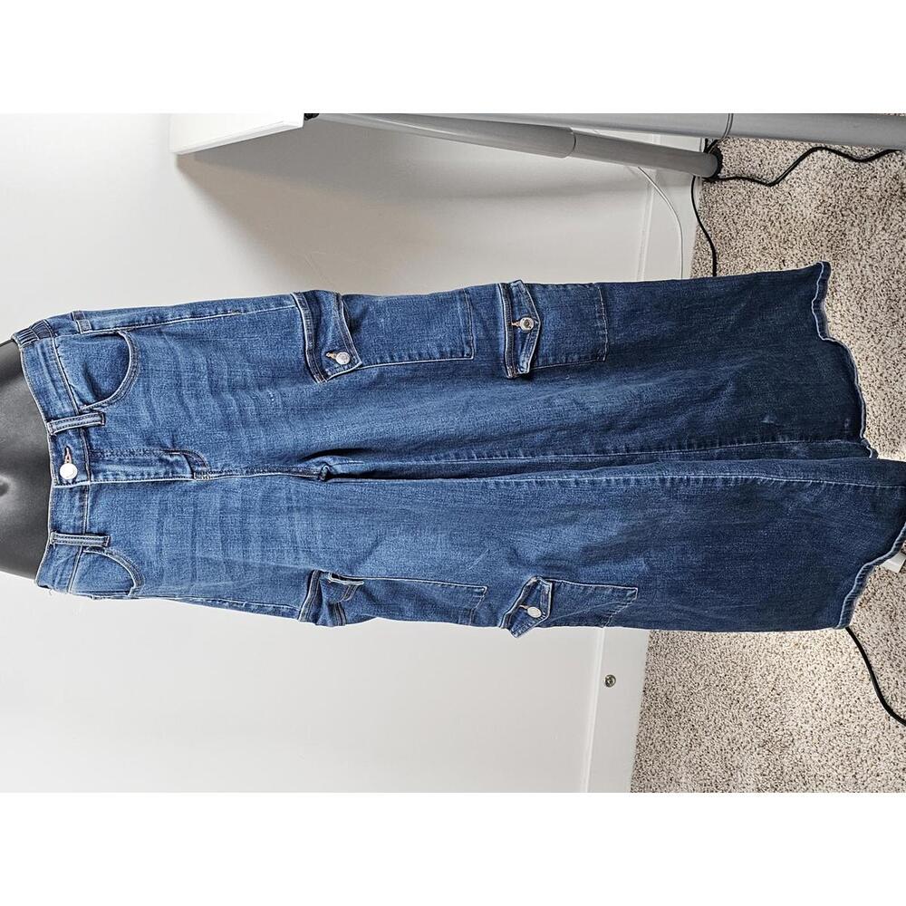 No Boundries Y2K Wide Leg Denim Cargo Pants with Pockets XS  0-2